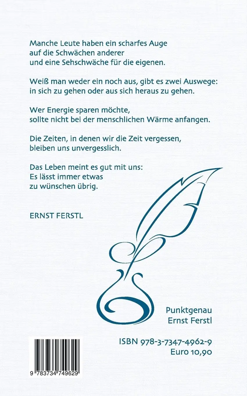 Rückseite: 9783734749629 | Punktgenau | Aphorismen | Ernst Ferstl | Taschenbuch | 124 S. | 2015