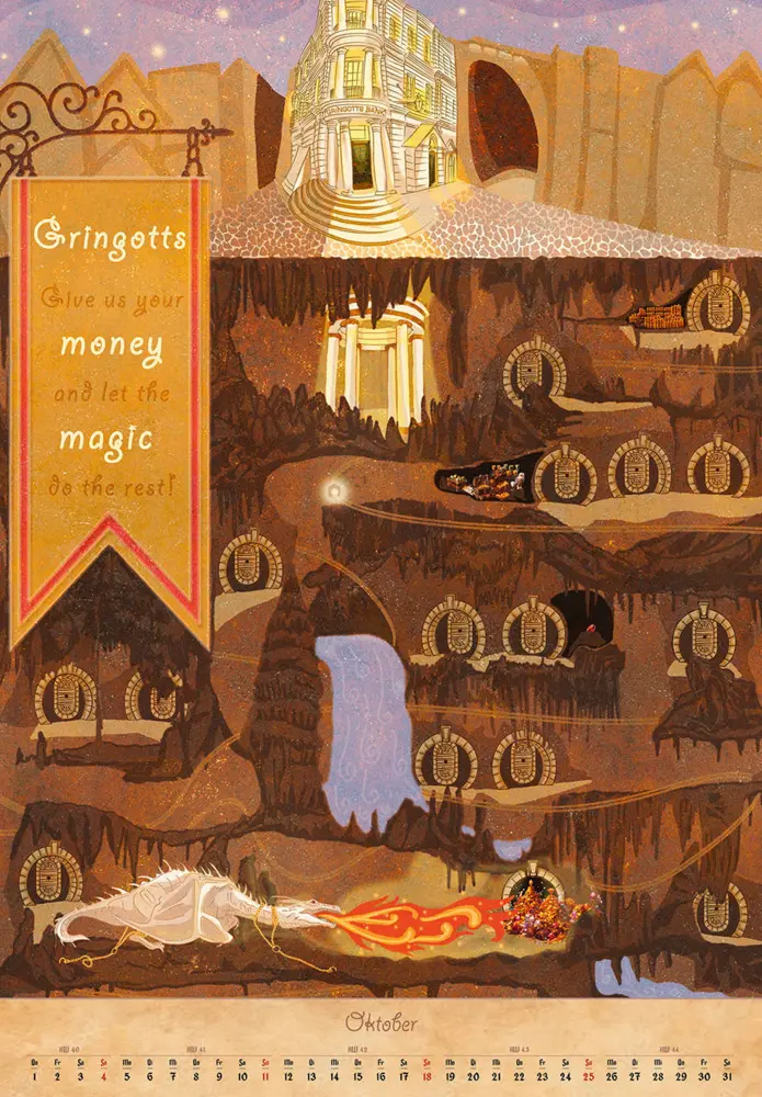 Bild: 9783966649629 | Kalender Magische Reise durch das Potterversum 2026 | Adriana Ferreira