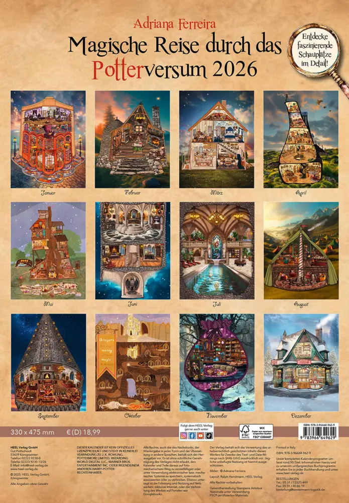 Bild: 9783966649629 | Kalender Magische Reise durch das Potterversum 2026 | Adriana Ferreira