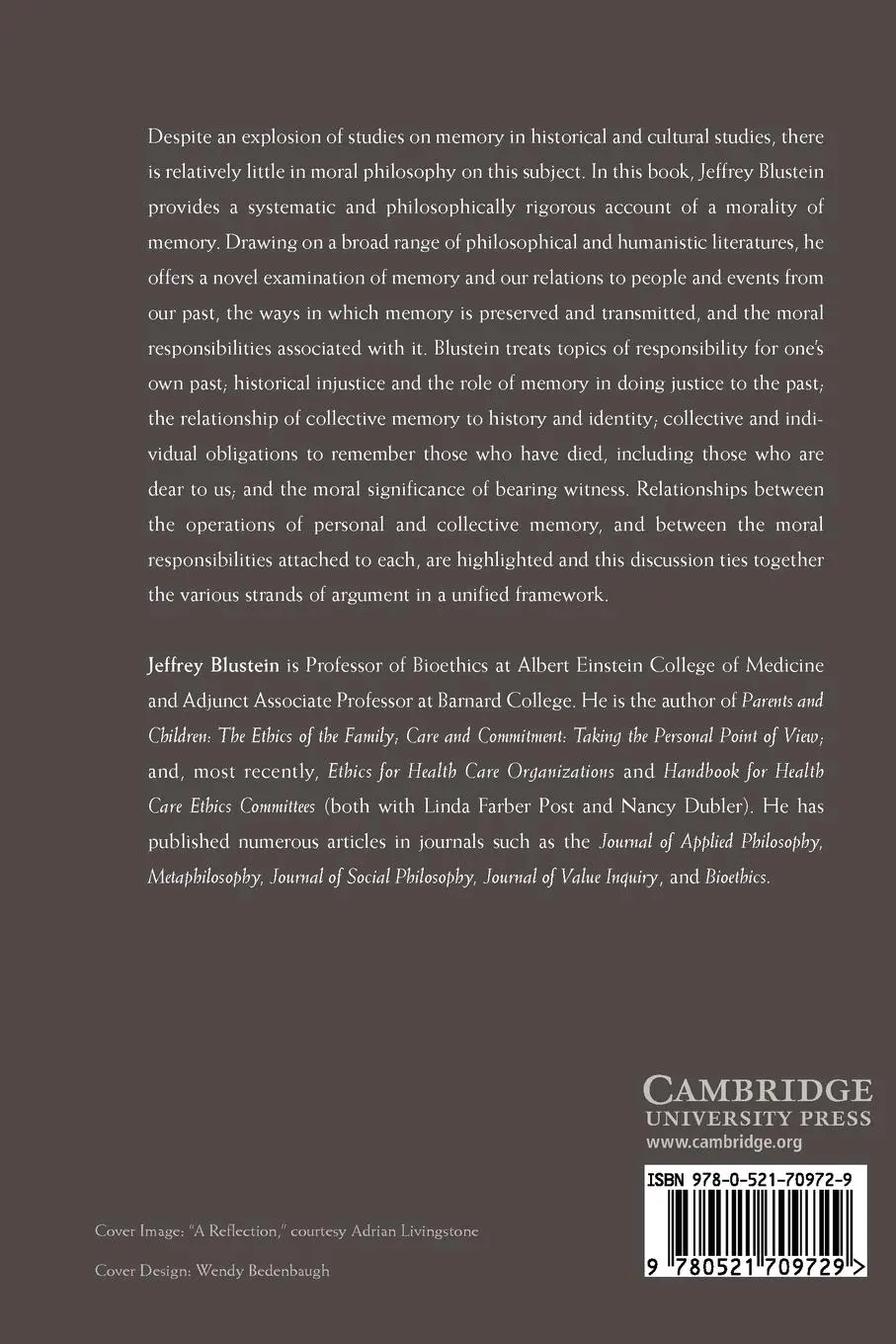 Rückseite: 9780521709729 | The Moral Demands of Memory | Jeffrey Blustein | Taschenbuch | 2008