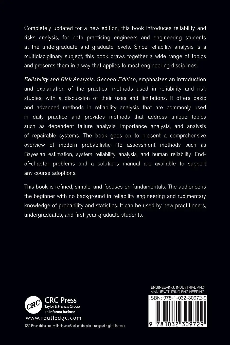 Rückseite: 9781032309729 | Reliability and Risk Analysis | Mohammad Modarres (u. a.) | Buch
