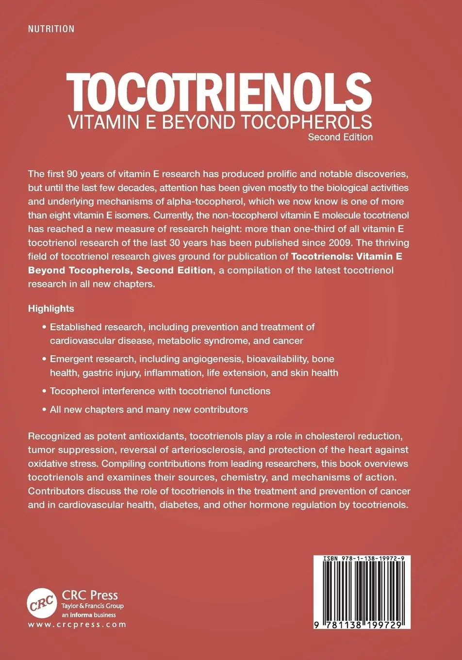 Rückseite: 9781138199729 | Tocotrienols | Vitamin E Beyond Tocopherols, Second Edition | Buch