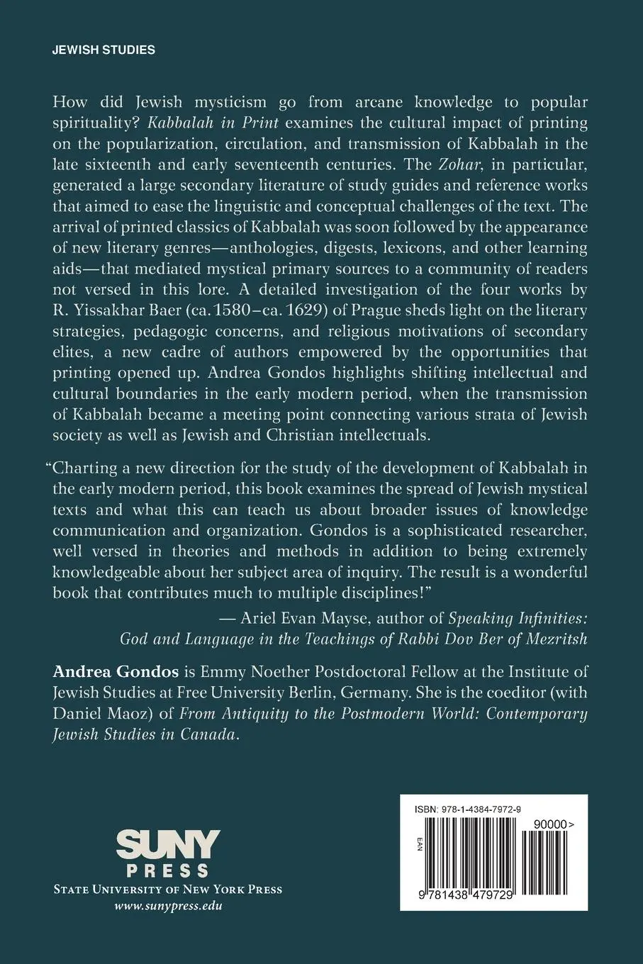 Rückseite: 9781438479729 | Kabbalah in Print | Andrea Gondos | Taschenbuch | Englisch | 2021