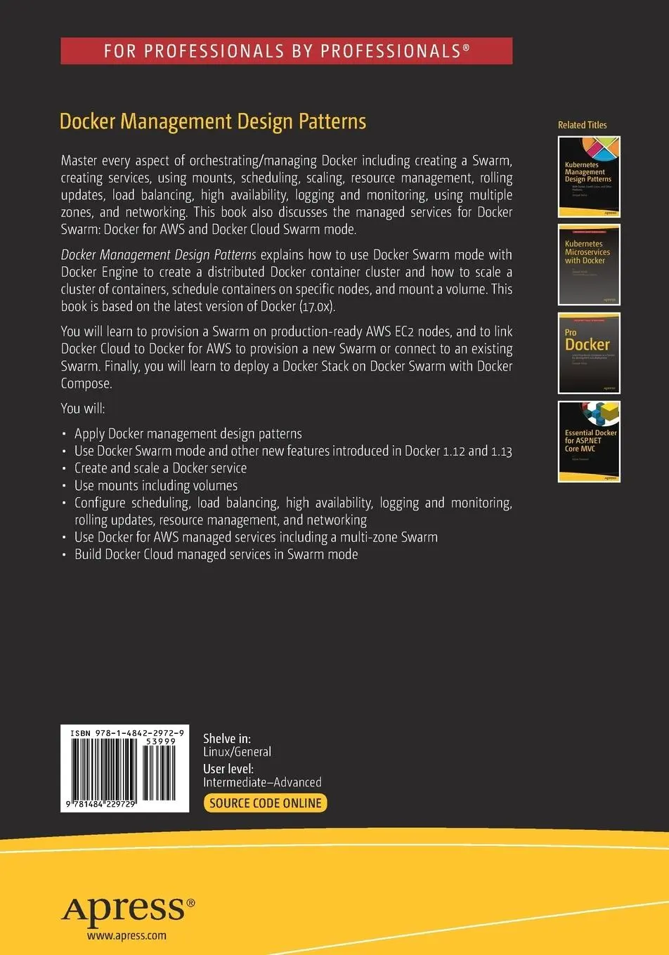 Rückseite: 9781484229729 | Docker Management Design Patterns | Swarm Mode on Amazon Web Services