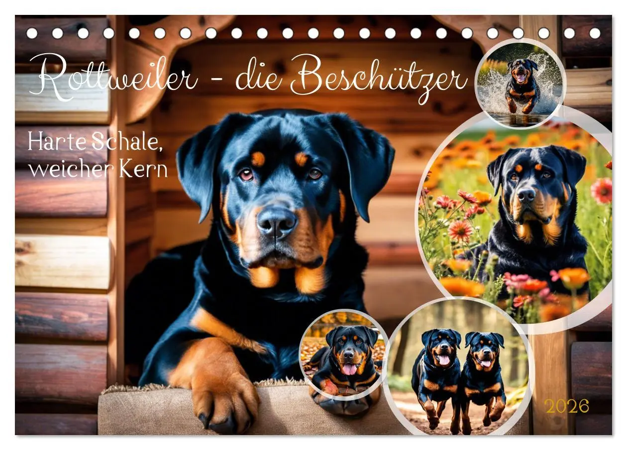 Cover: 9783457399729 | Rottweiler - die Beschützer (Tischkalender 2026 DIN A5 quer),...