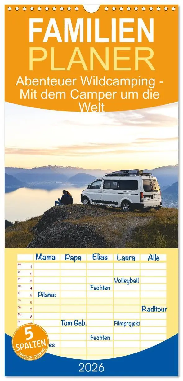 Cover: 9783516489729 | Familienplaner 2026 - Abenteuer Wildcamping - Mit dem Camper um die...