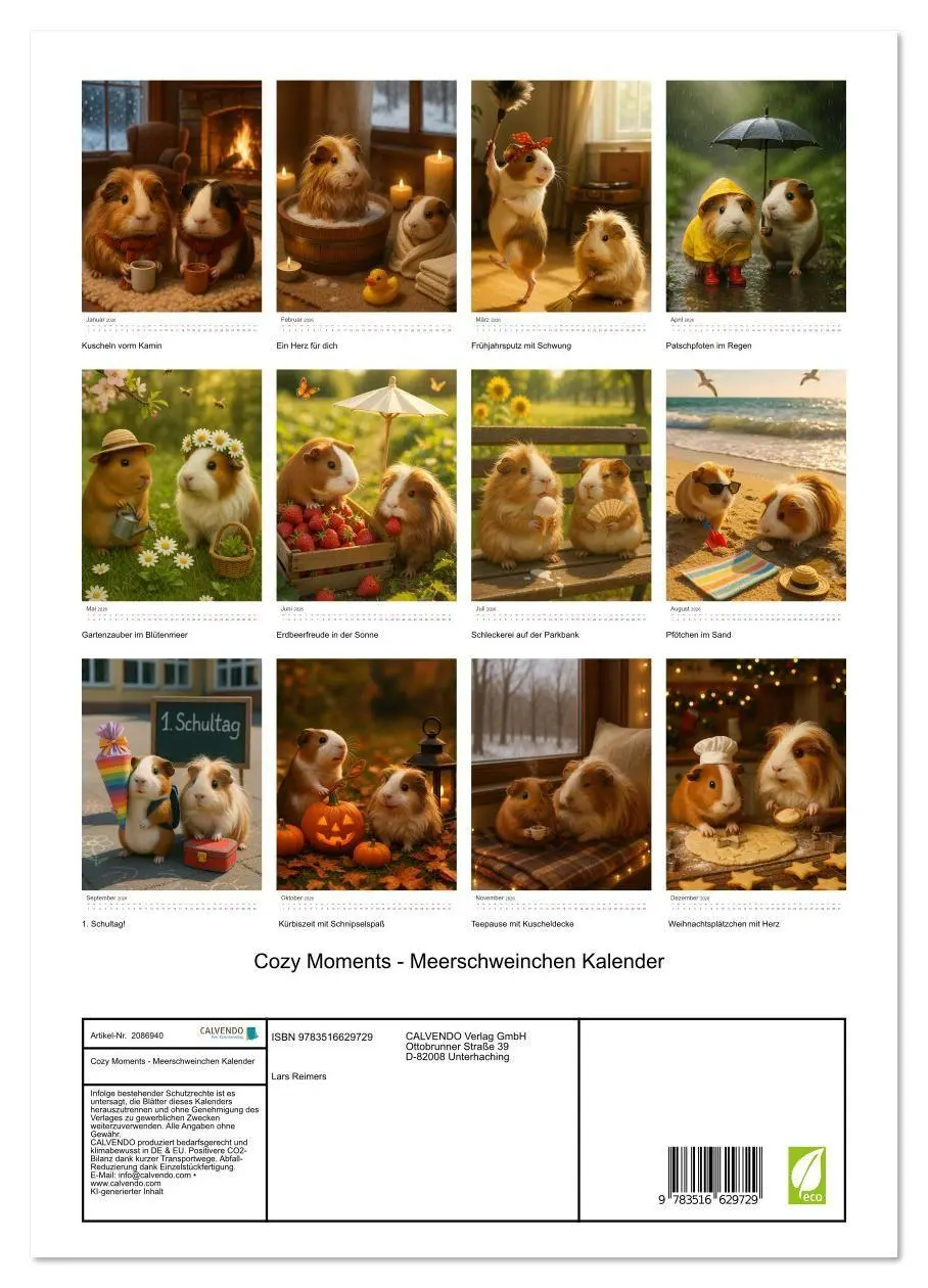 Bild: 9783516629729 | Cozy Moments - Meerschweinchen Kalender (hochwertiger Premium...