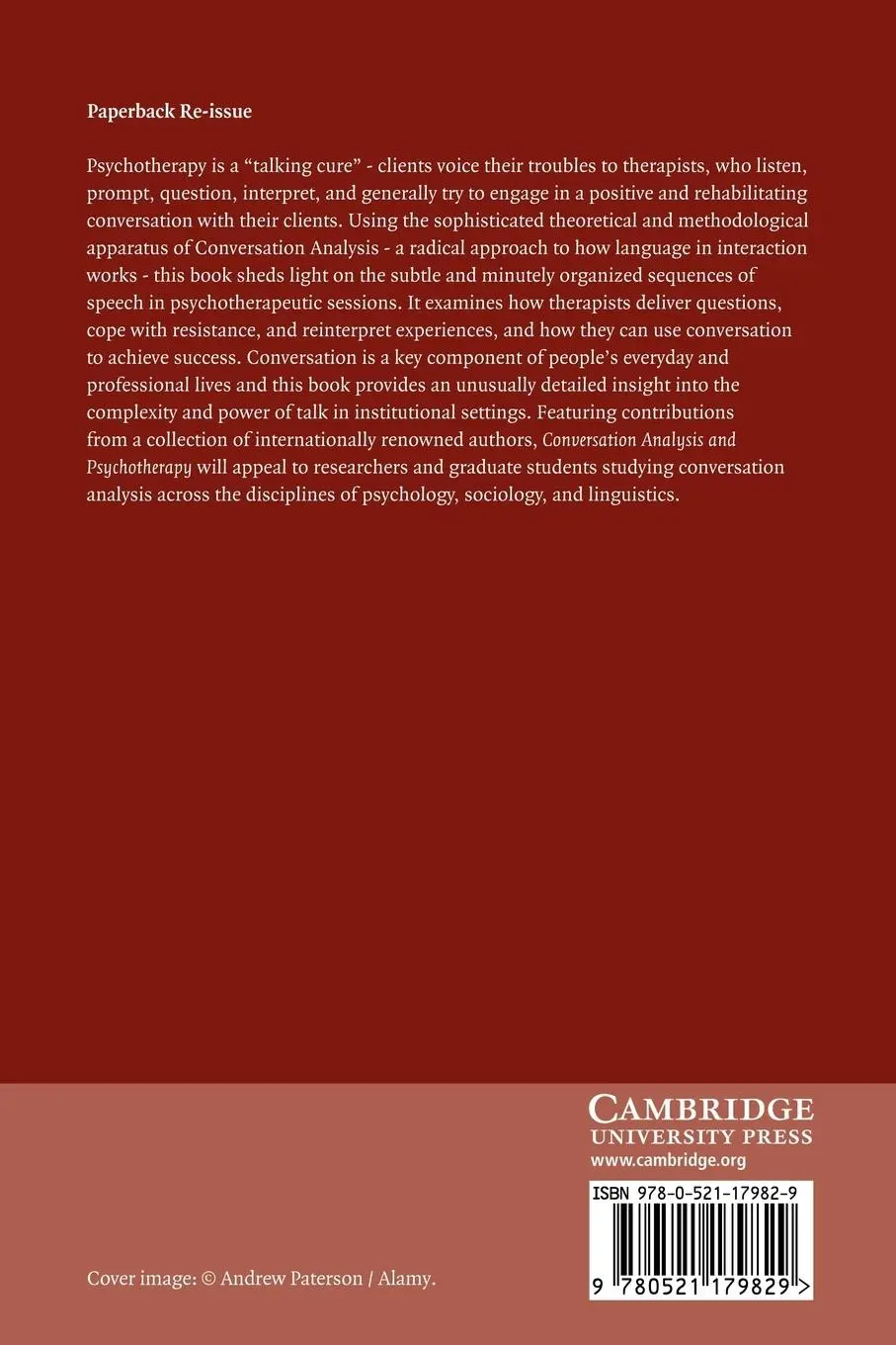 Rückseite: 9780521179829 | Conversation Analysis and Psychotherapy | Perkyl (u. a.) | Taschenbuch