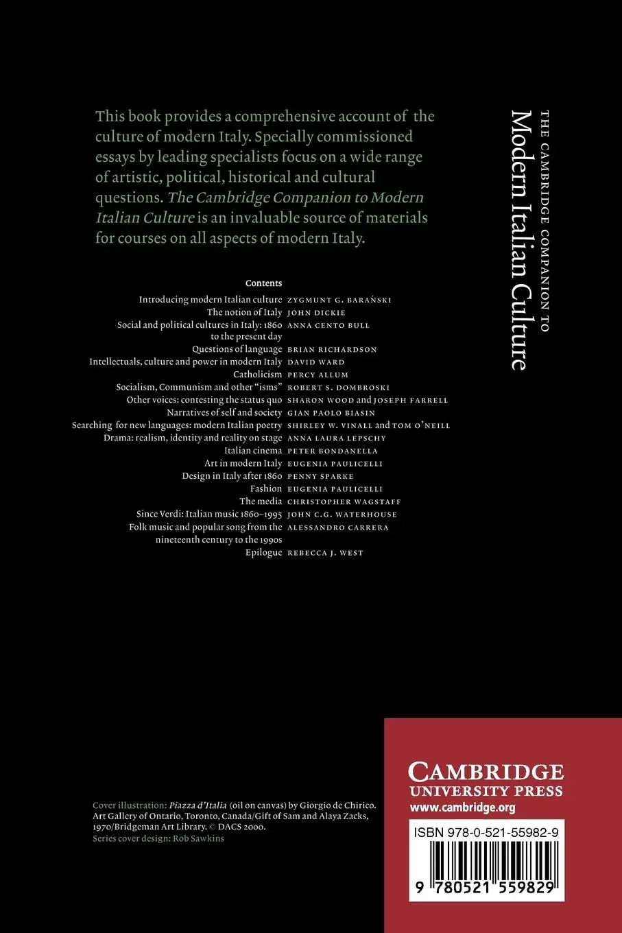 Rückseite: 9780521559829 | The Cambridge Companion to Modern Italian Culture | Baranski (u. a.)