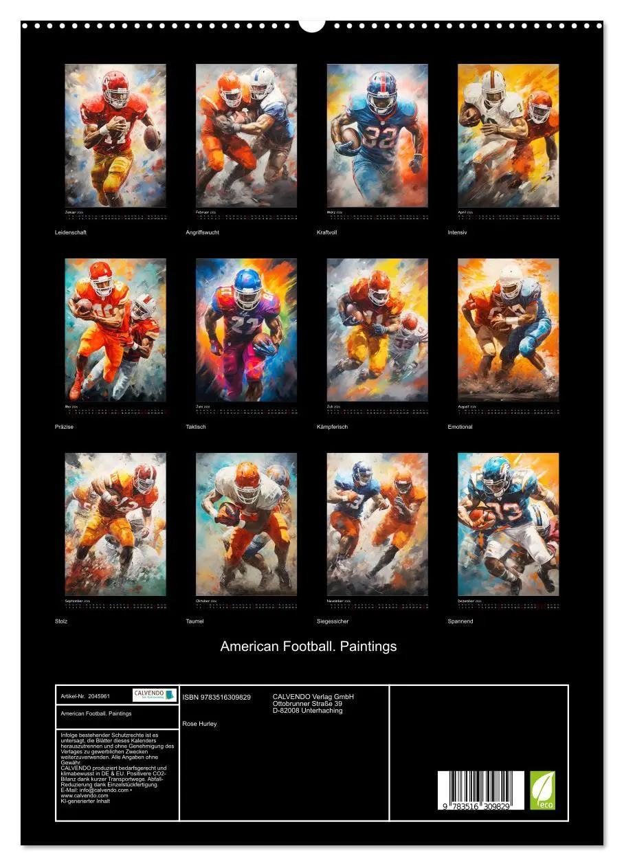 Bild: 9783516309829 | American Football. Paintings (hochwertiger Premium Wandkalender...