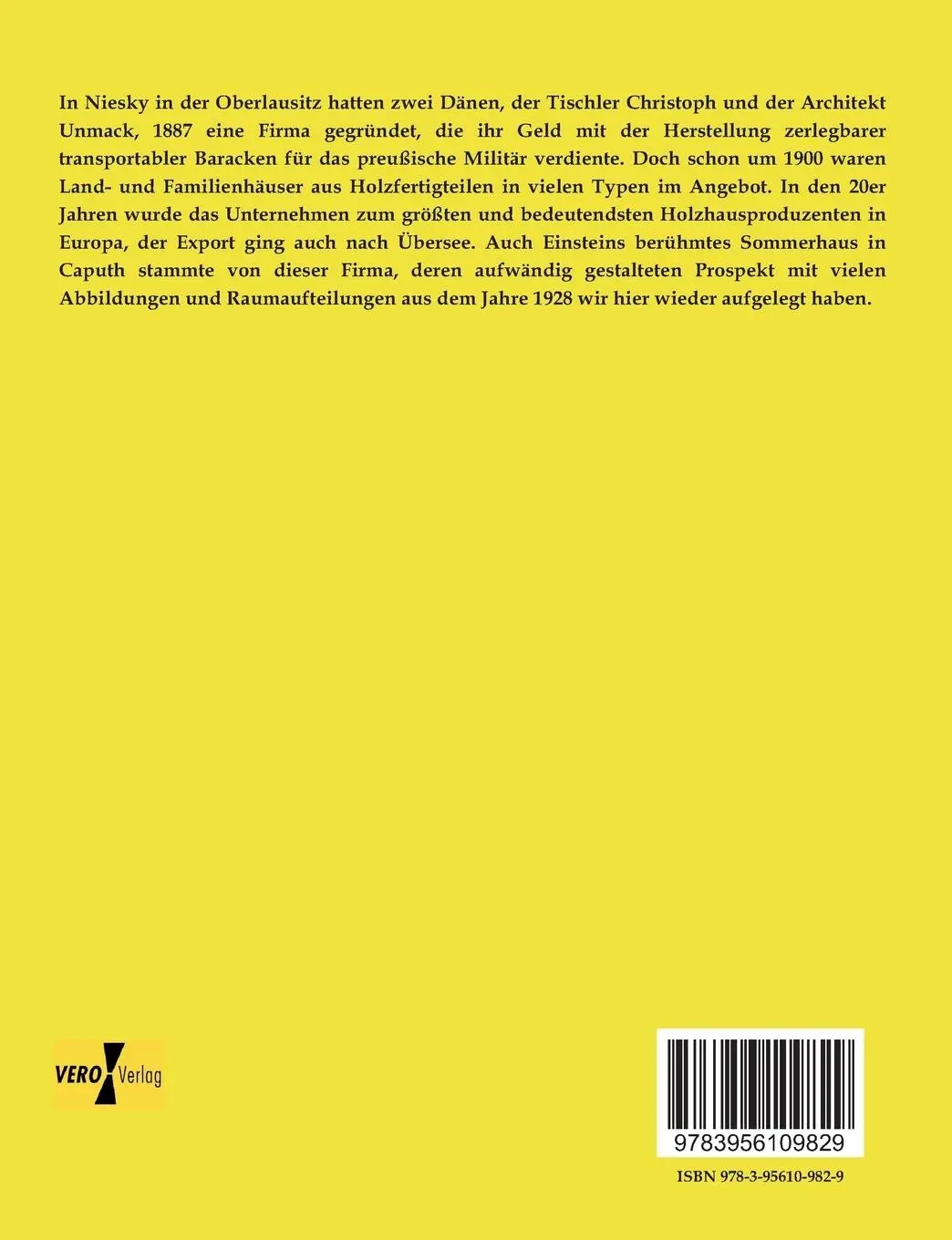 Rückseite: 9783956109829 | Deutsche Holz-Fertighäuser | Christoph Und Unmack Ag | Taschenbuch