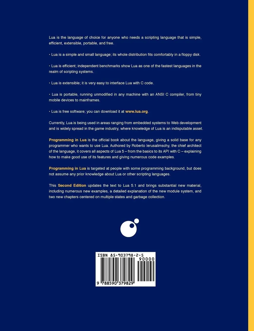 Rückseite: 9788590379829 | Programming in Lua | Roberto Ierusalimschy | Taschenbuch | Englisch