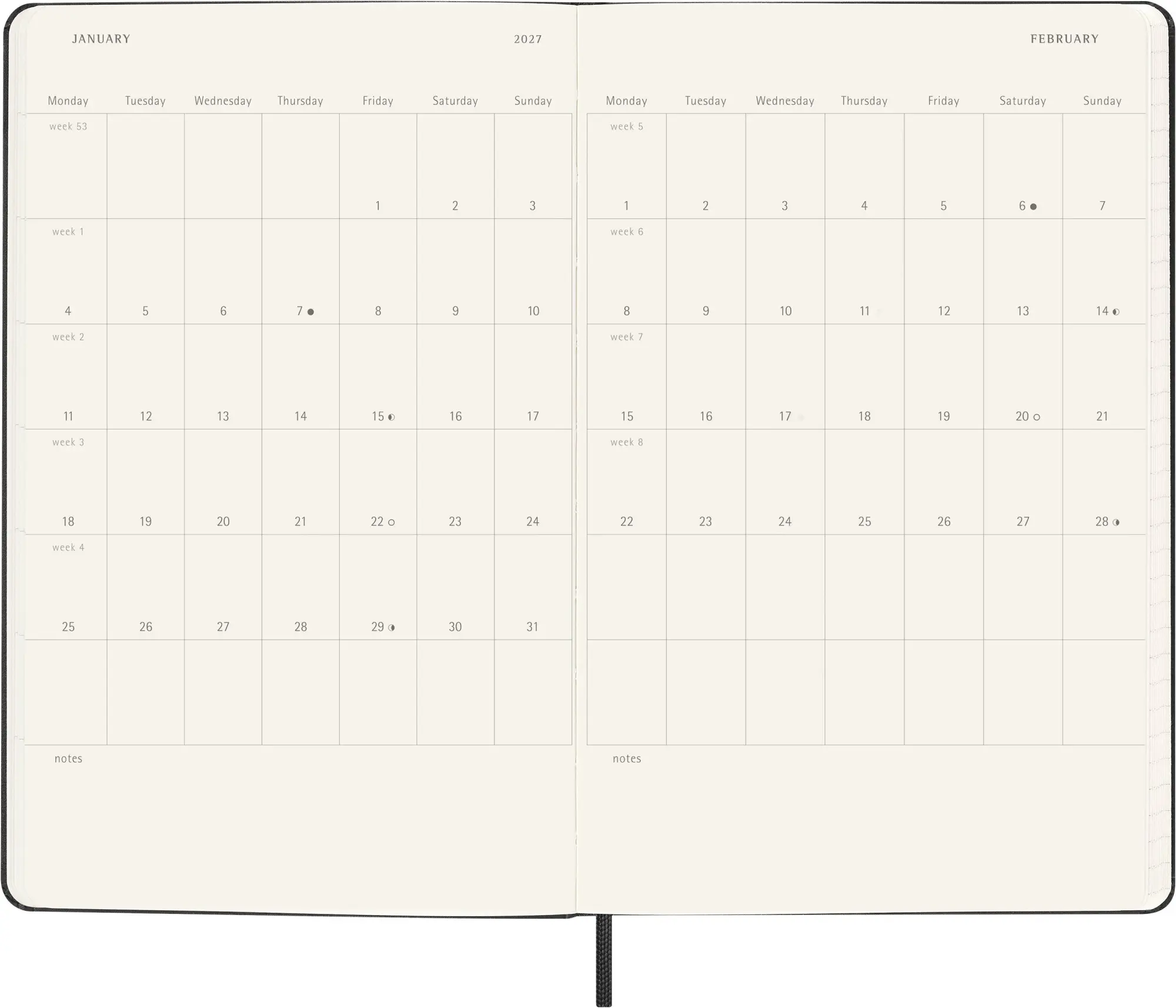 Bild: 8056999279929 | Moleskine 18 Monate Wochenkalender 2026/2027, L/A5, 1 Wo = 2...