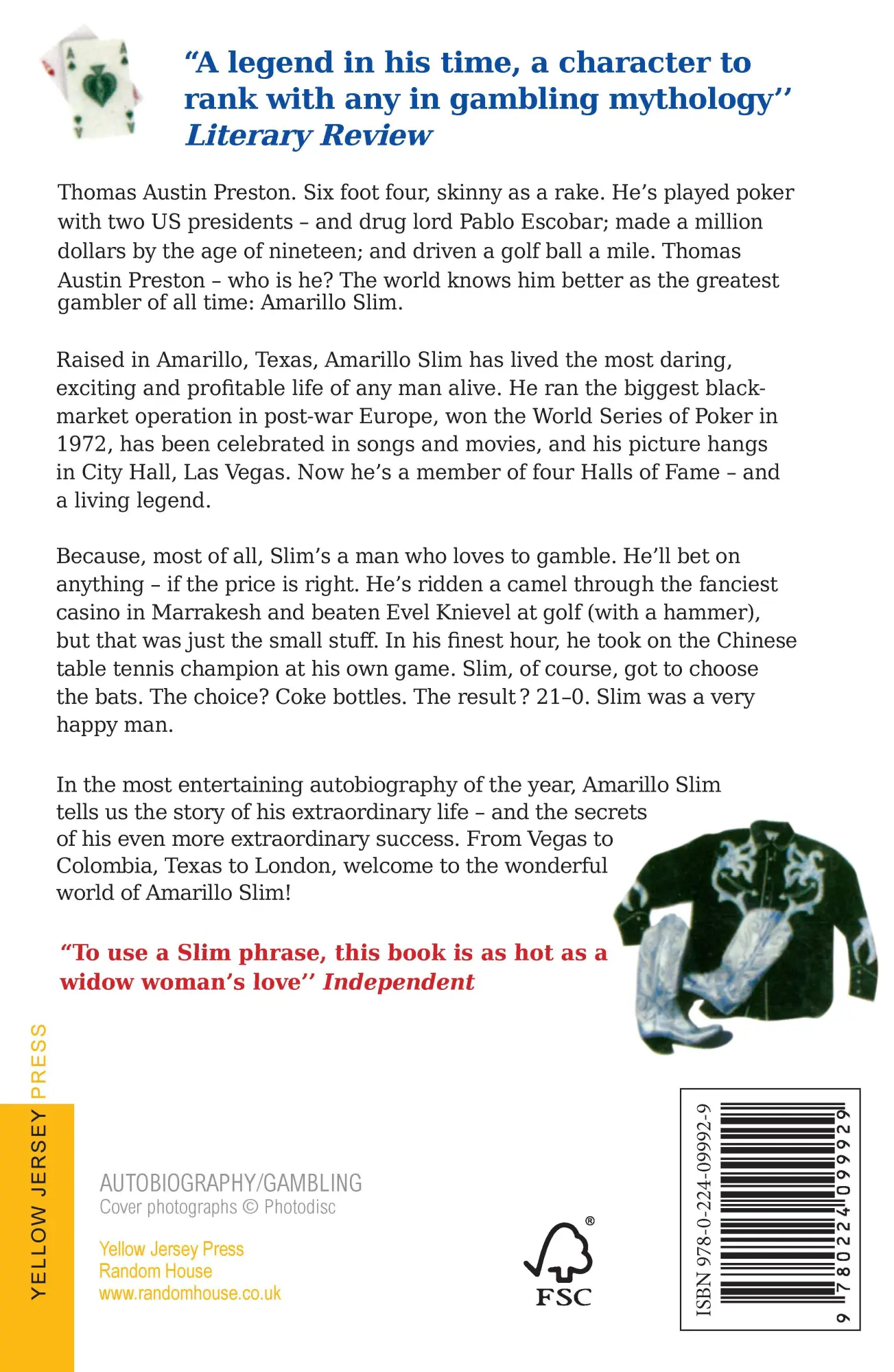 Rückseite: 9780224099929 | Amarillo Slim In A World Full Of Fat Peo | Preston | Taschenbuch