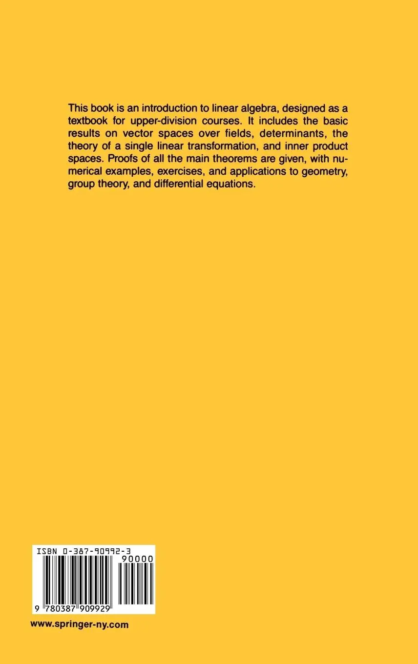 Rückseite: 9780387909929 | Linear Algebra | An Introductory Approach | Charles W. Curtis | Buch