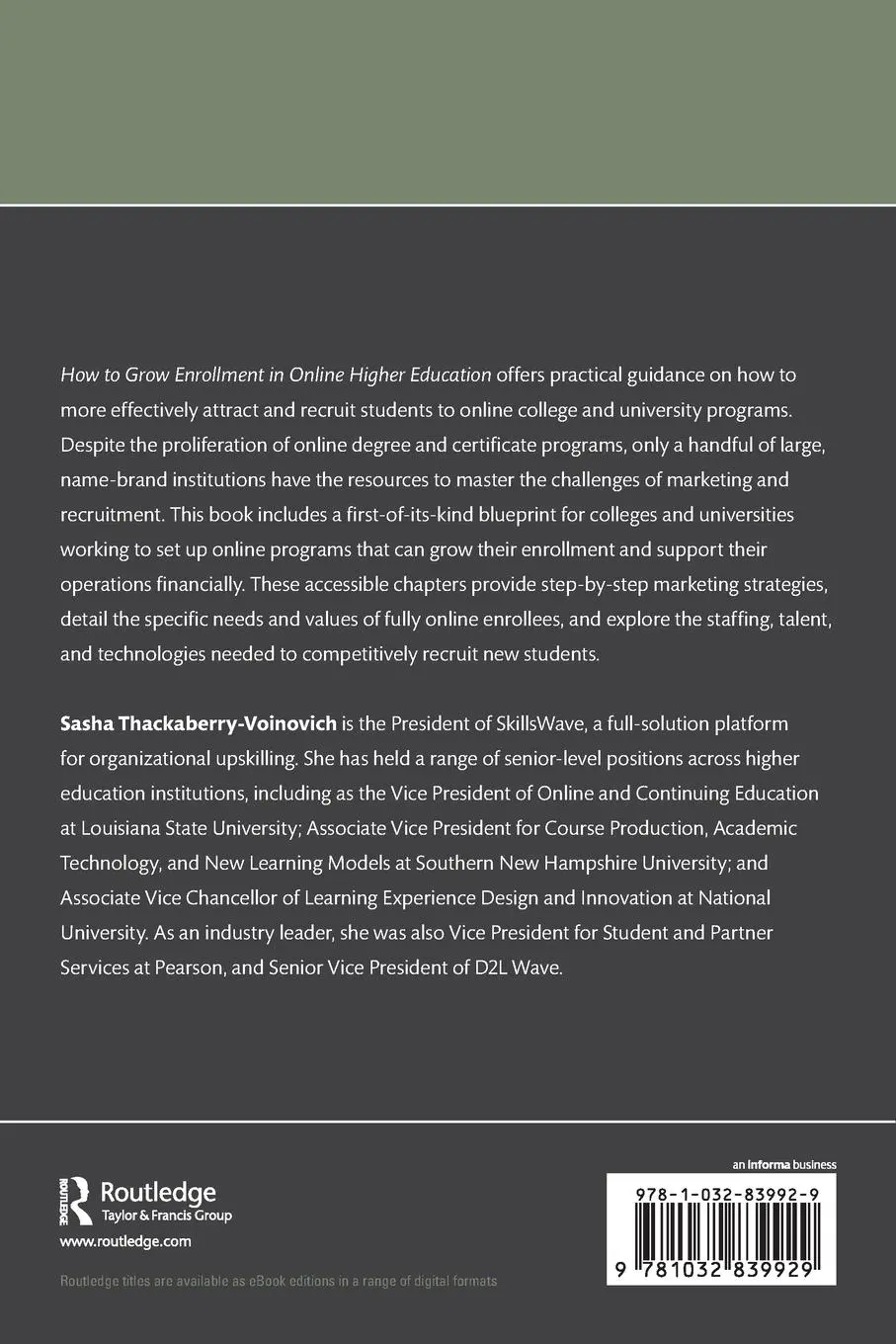 Rückseite: 9781032839929 | How to Grow Enrollment in Online Higher Education | Taschenbuch | 2025