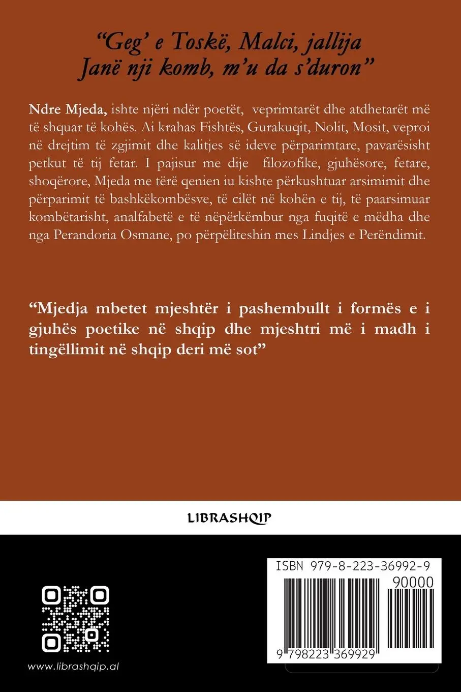 Rückseite: 9798223369929 | Juvenilja &amp; Poema të tjera | Ndre Mjeda | Taschenbuch | Albanisch