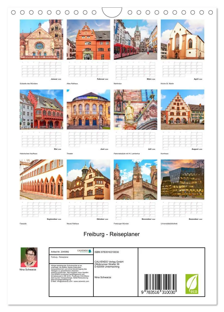 Bild: 9783516310030 | Freiburg - Reiseplaner (Wandkalender 2026 DIN A4 hoch), CALVENDO...