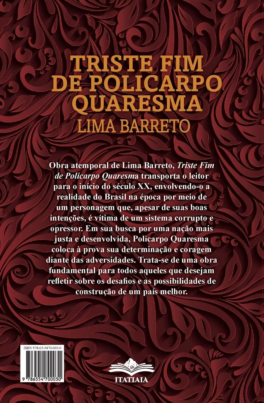Rückseite: 9786554700030 | Triste Fim de Policarpo e Quaresma | Lima Barreto | Taschenbuch | 2024