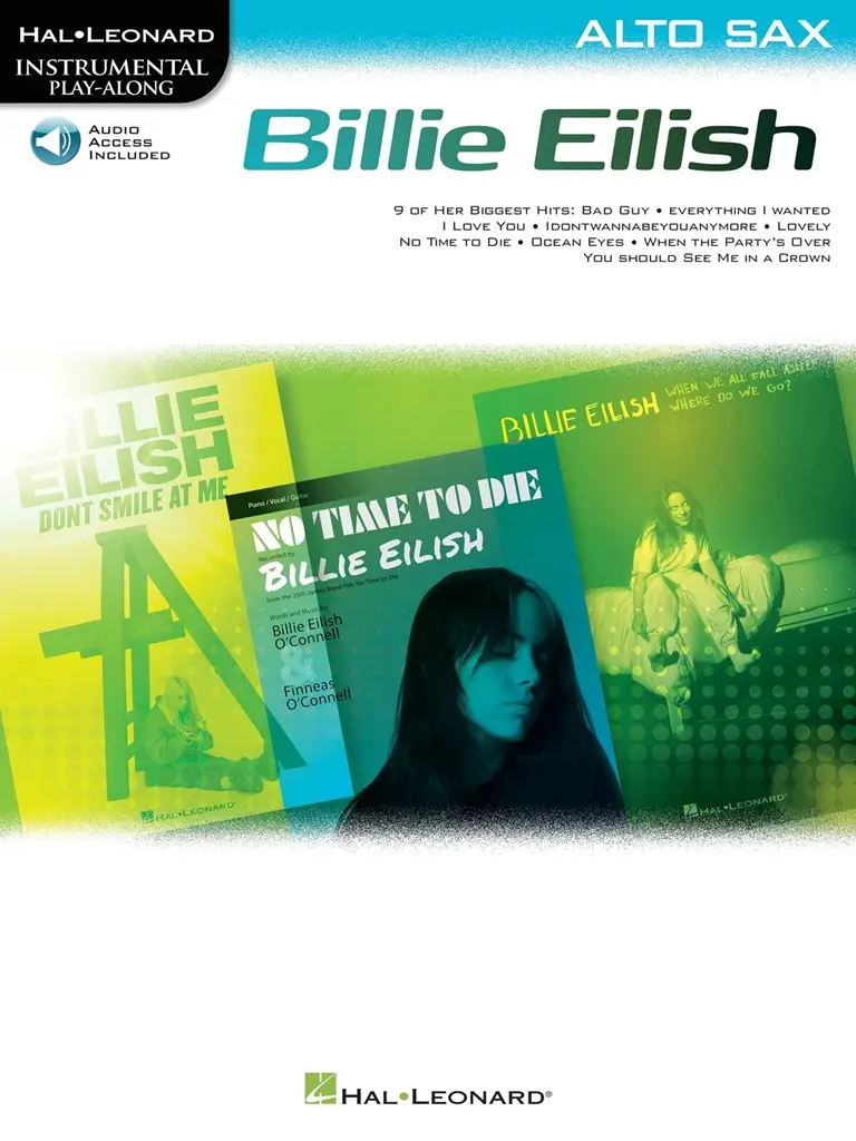 Cover: 840126920130 | Billie Eilish Instrumental Play-Along Book/Online Audio for Alto Sax