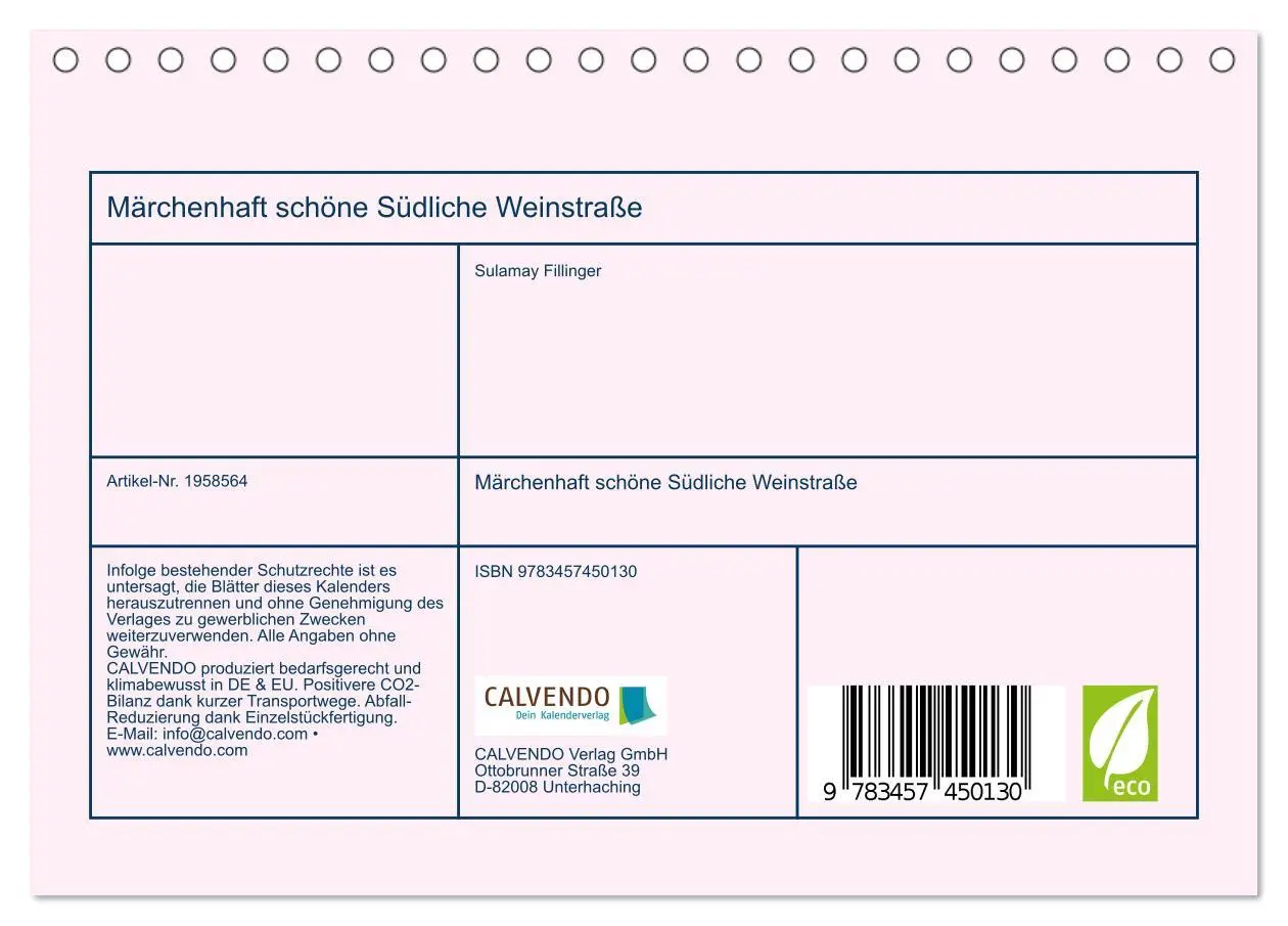 Bild: 9783457450130 | Märchenhaft schöne Südliche Weinstraße (Tischkalender 2026 DIN A5...