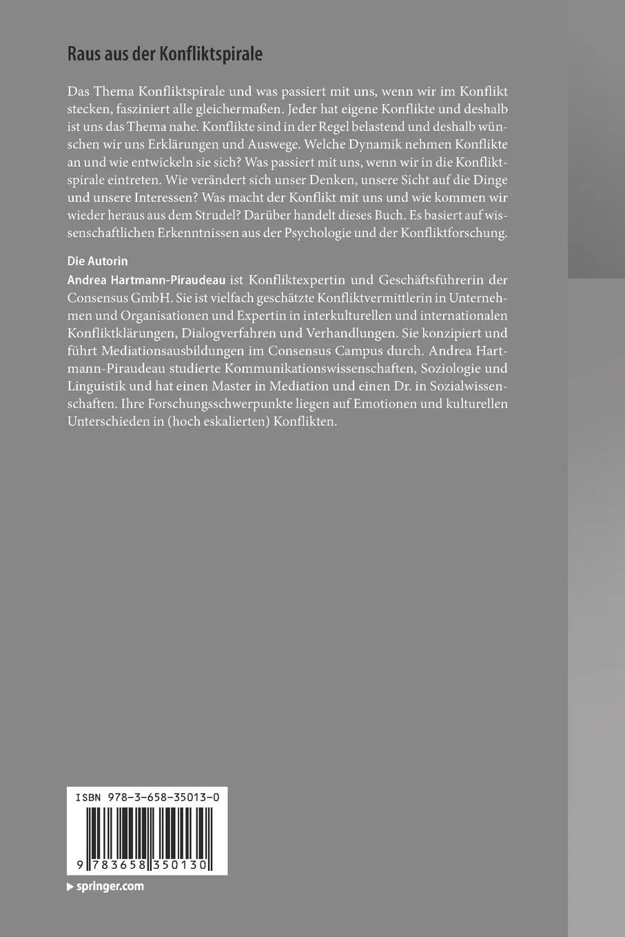Rückseite: 9783658350130 | Raus aus der Konfliktspirale | Andrea Hartmann-Piraudeau | Taschenbuch