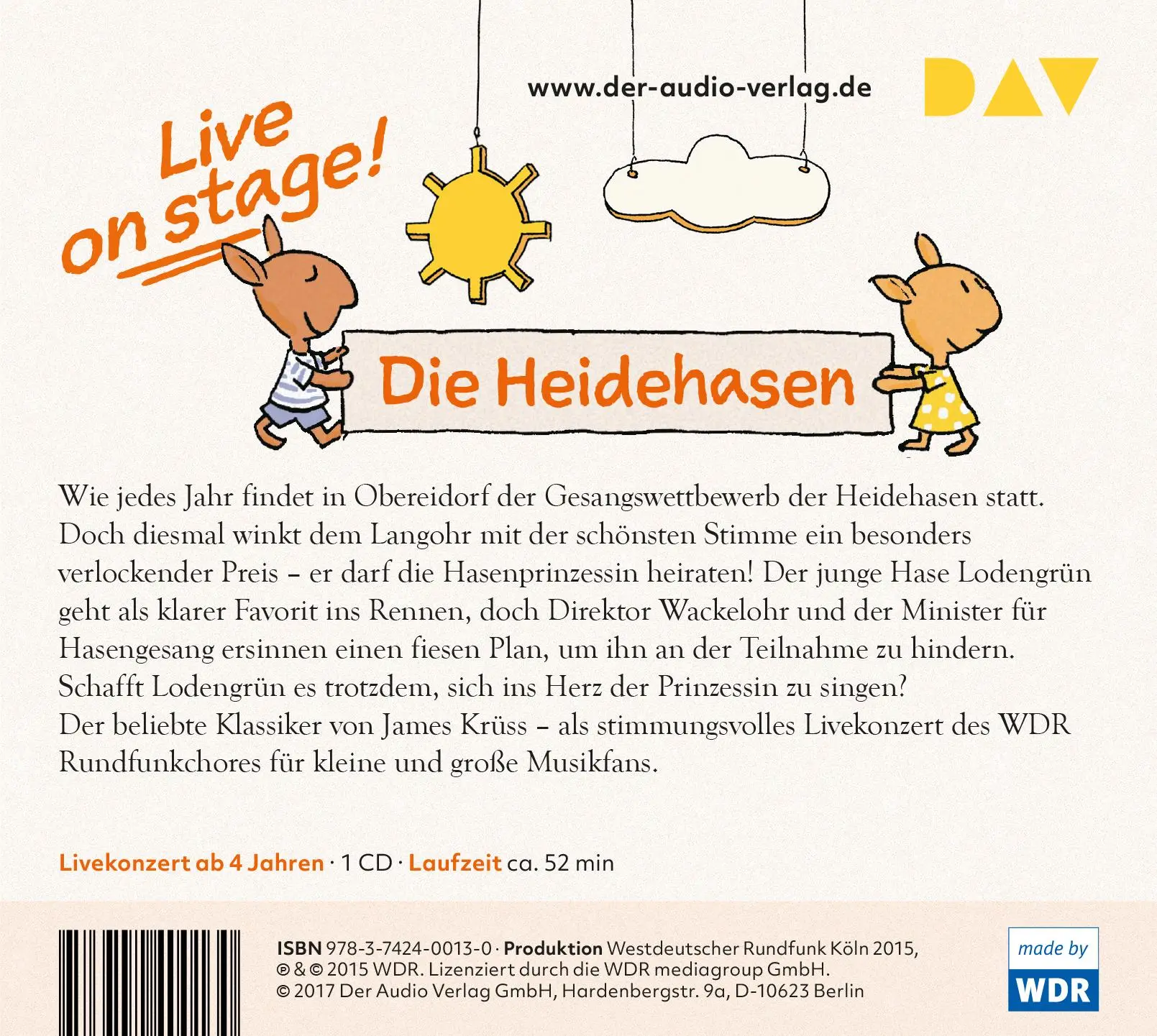 Rückseite: 9783742400130 | Der Sängerkrieg der Heidehasen - Live! | James Krüss | Audio-CD | 2017