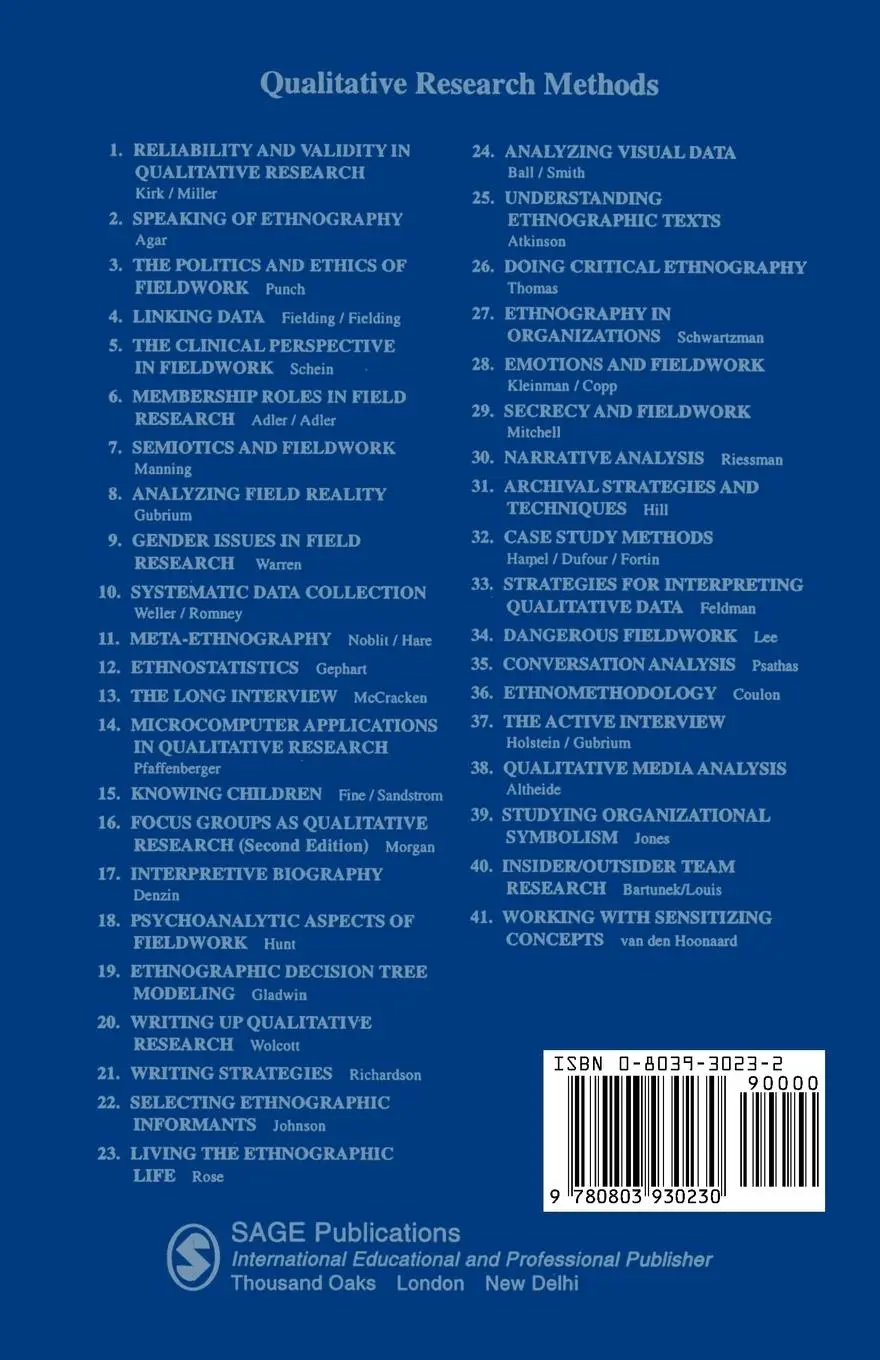 Rückseite: 9780803930230 | Meta-Ethnography | Synthesizing Qualitative Studies | Noblit (u. a.)