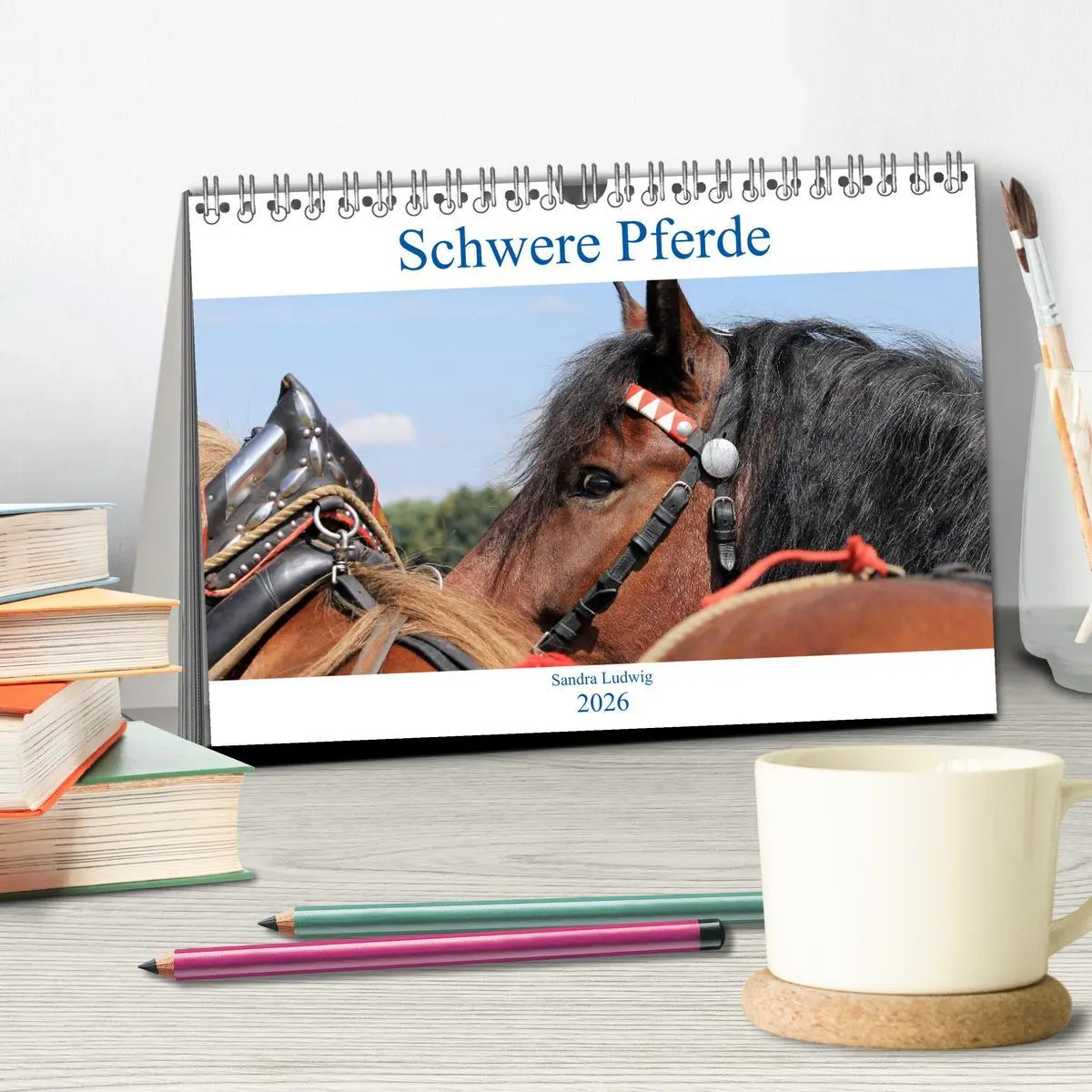 Bild: 9783457750230 | Schwere Pferde 2026 (Tischkalender 2026 DIN A5 quer), CALVENDO...