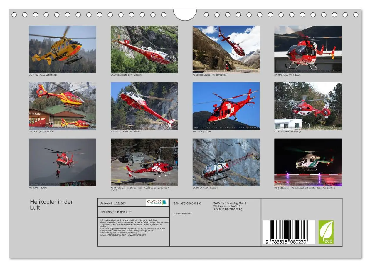 Bild: 9783516080230 | Helikopter in der Luft (Wandkalender 2026 DIN A4 quer), CALVENDO...