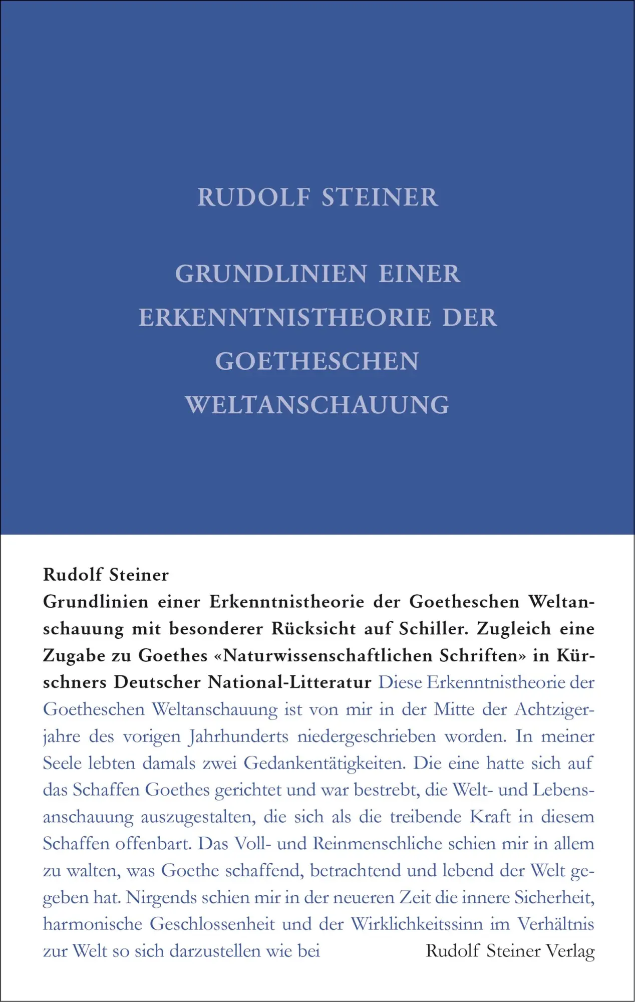 Cover: 9783727400230 | Grundlinien einer Erkenntnistheorie der Goetheschen Weltanschauung...