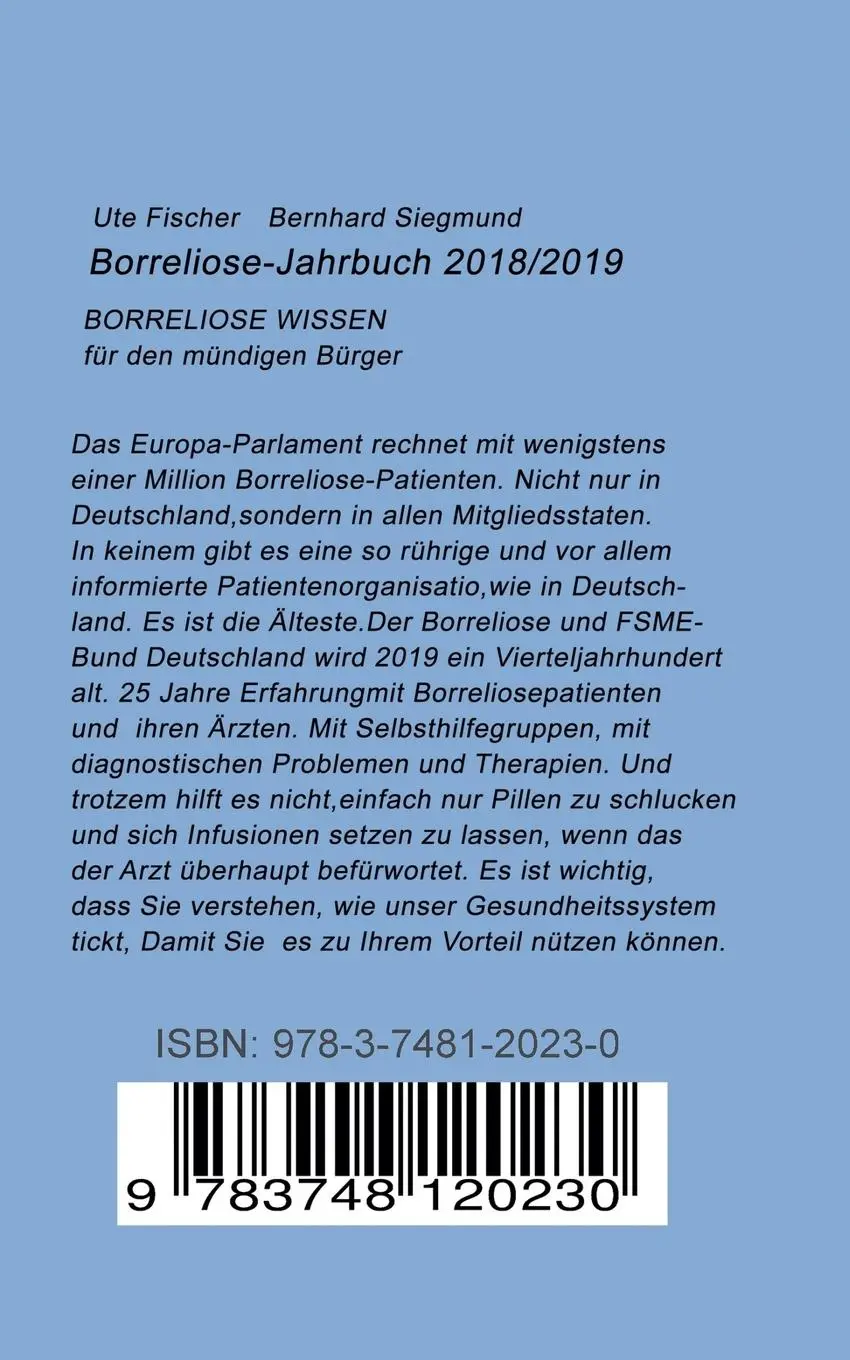 Rückseite: 9783748120230 | Borreliose Jahrbuch 2018/2019 | Borreliose Wissen | Fischer (u. a.)