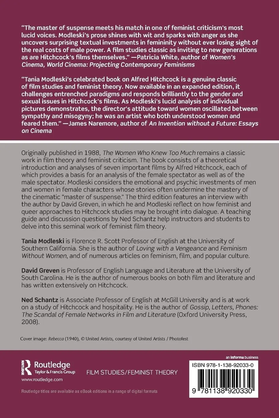 Rückseite: 9781138920330 | The Women Who Knew Too Much | Hitchcock and Feminist Theory | Modleski