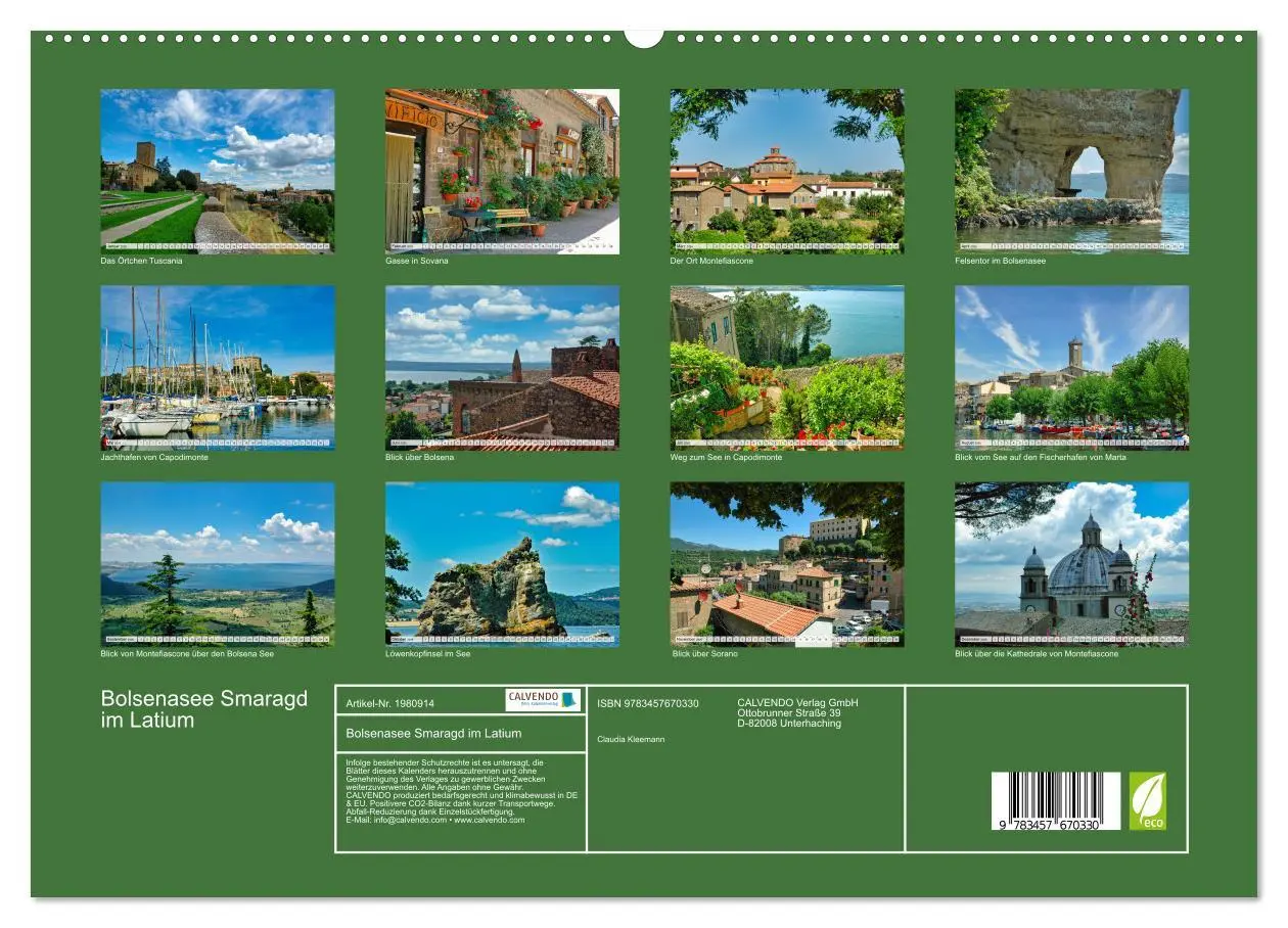 Bild: 9783457670330 | Bolsenasee Smaragd im Latium (hochwertiger Premium Wandkalender...