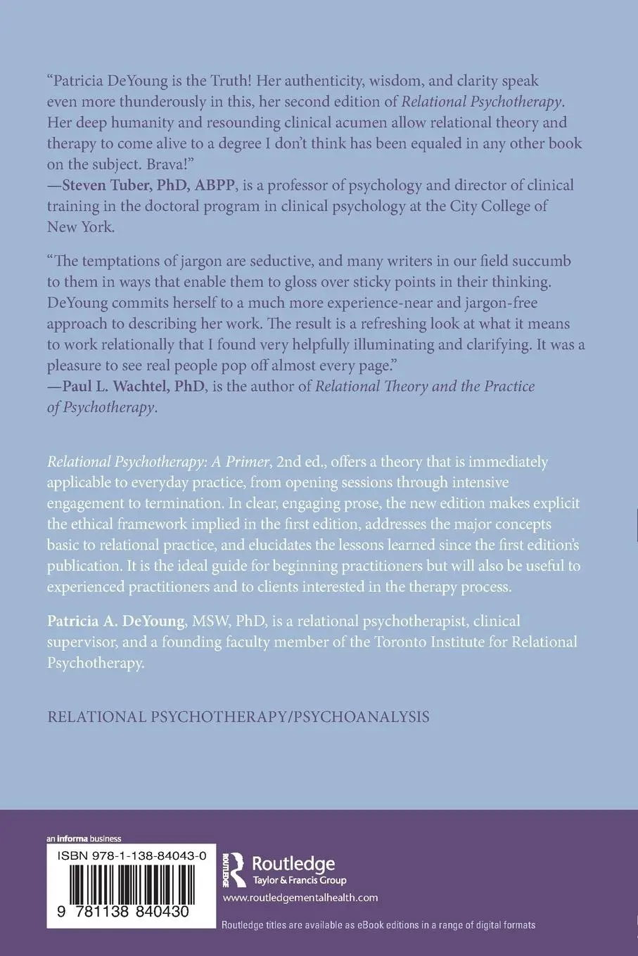 Rückseite: 9781138840430 | Relational Psychotherapy | A Primer | Patricia A. Deyoung | Buch