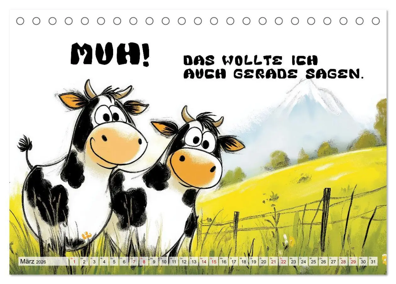 Bild: 9783457280430 | Kuhle Sprüche (Tischkalender 2026 DIN A5 quer), CALVENDO...