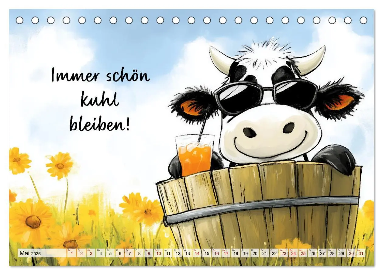 Bild: 9783457280430 | Kuhle Sprüche (Tischkalender 2026 DIN A5 quer), CALVENDO...