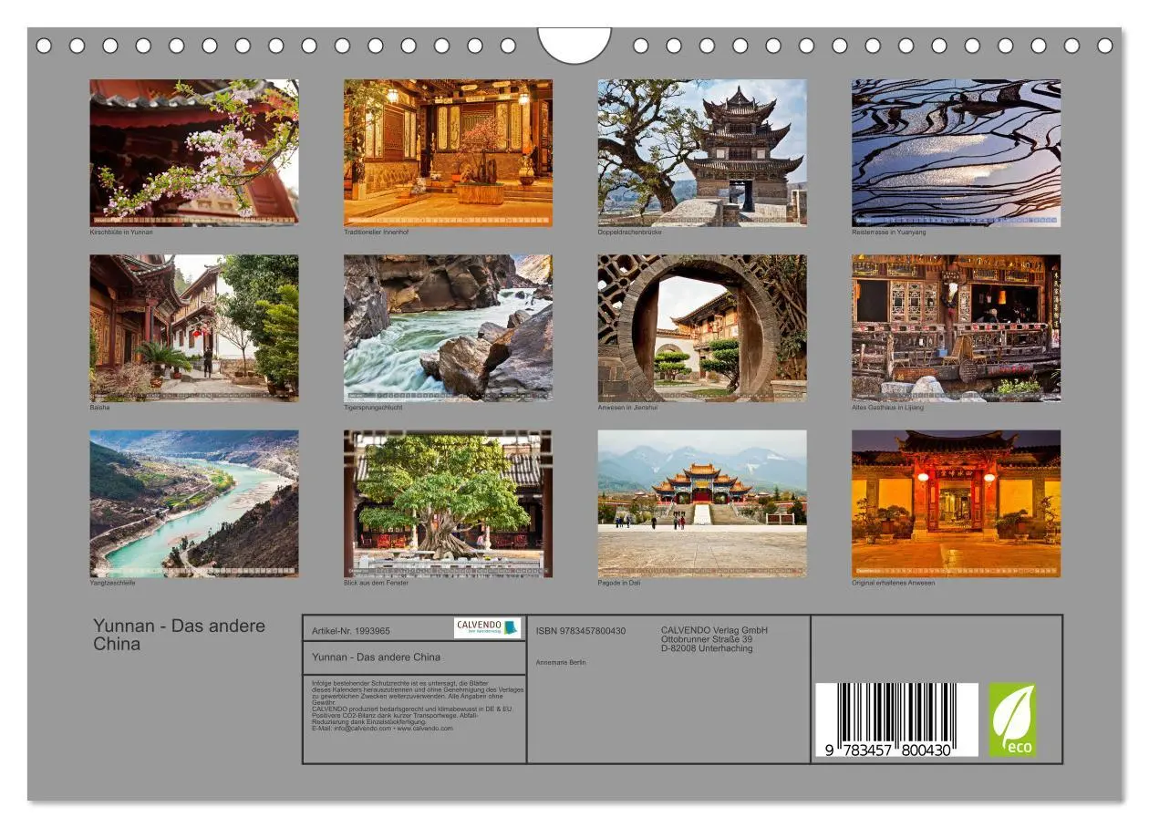 Bild: 9783457800430 | Yunnan - Das andere China (Wandkalender 2026 DIN A4 quer), CALVENDO...