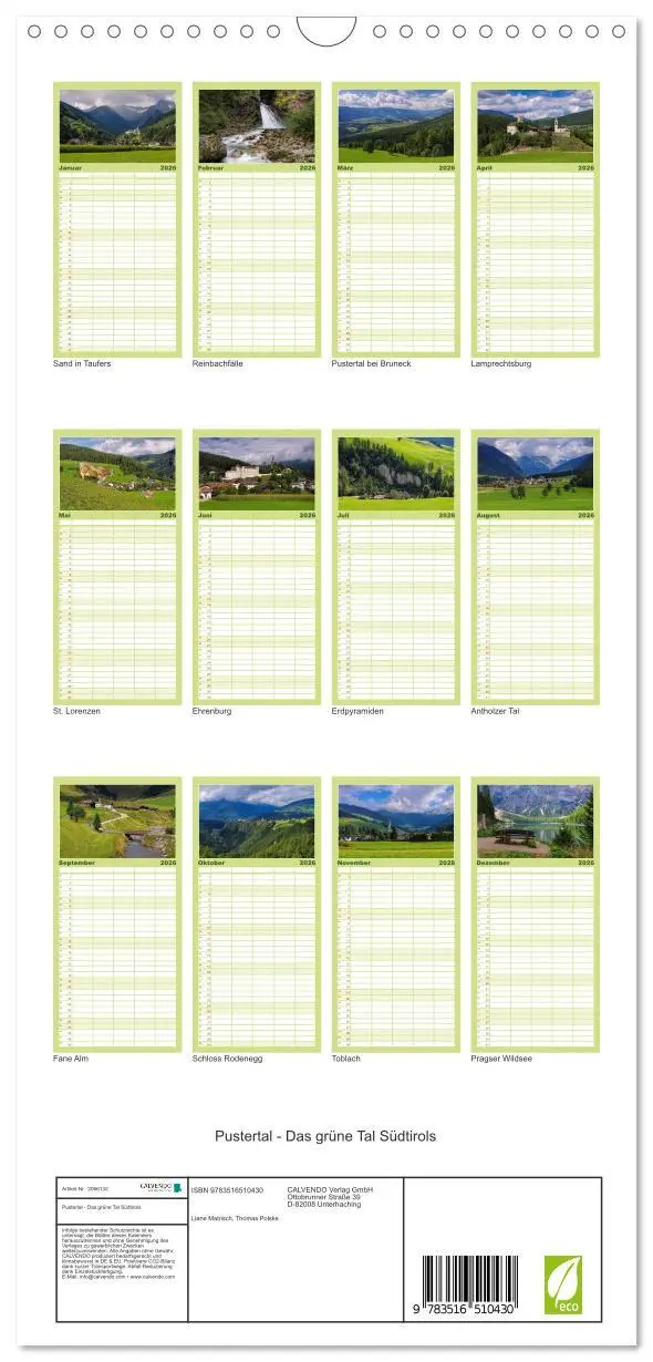 Bild: 9783516510430 | Familienplaner 2026 - Pustertal - Das grüne Tal Südtirols mit 5...