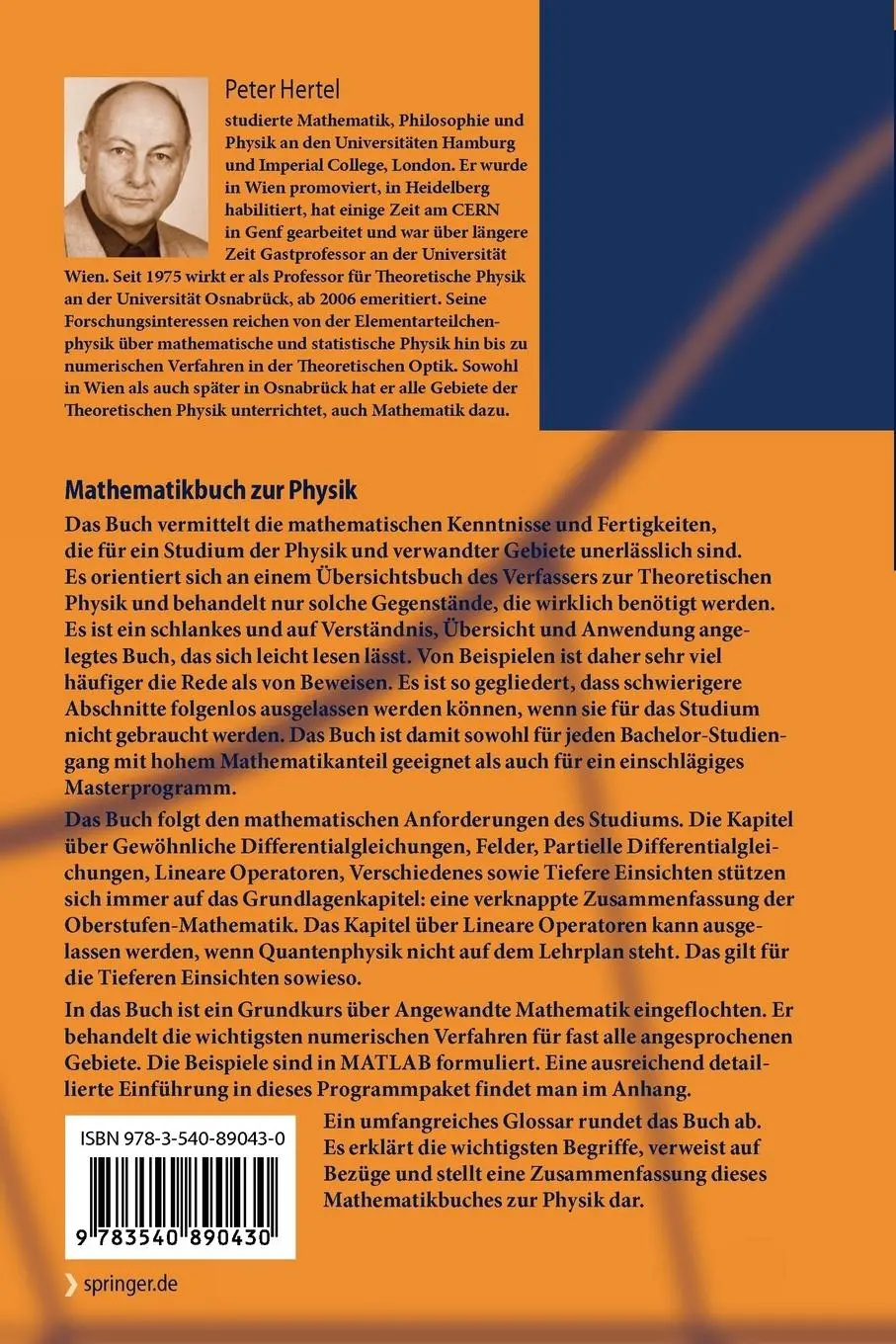 Rückseite: 9783540890430 | Mathematikbuch zur Physik | Peter Hertel | Taschenbuch | xiv | Deutsch