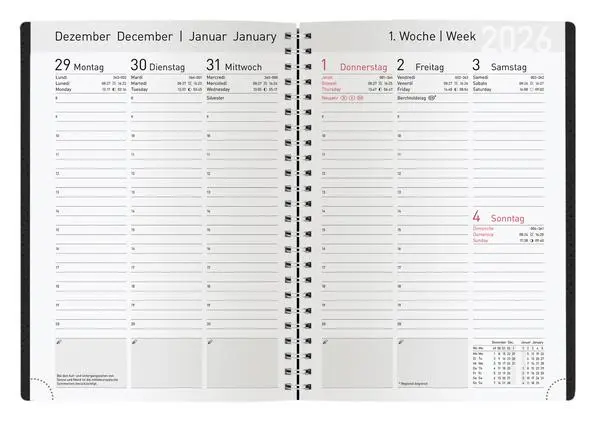Bild: 9783731890430 | Buchkalender Wochentimer Spirale schwarz 2026 | Verlag Korsch | 128 S.