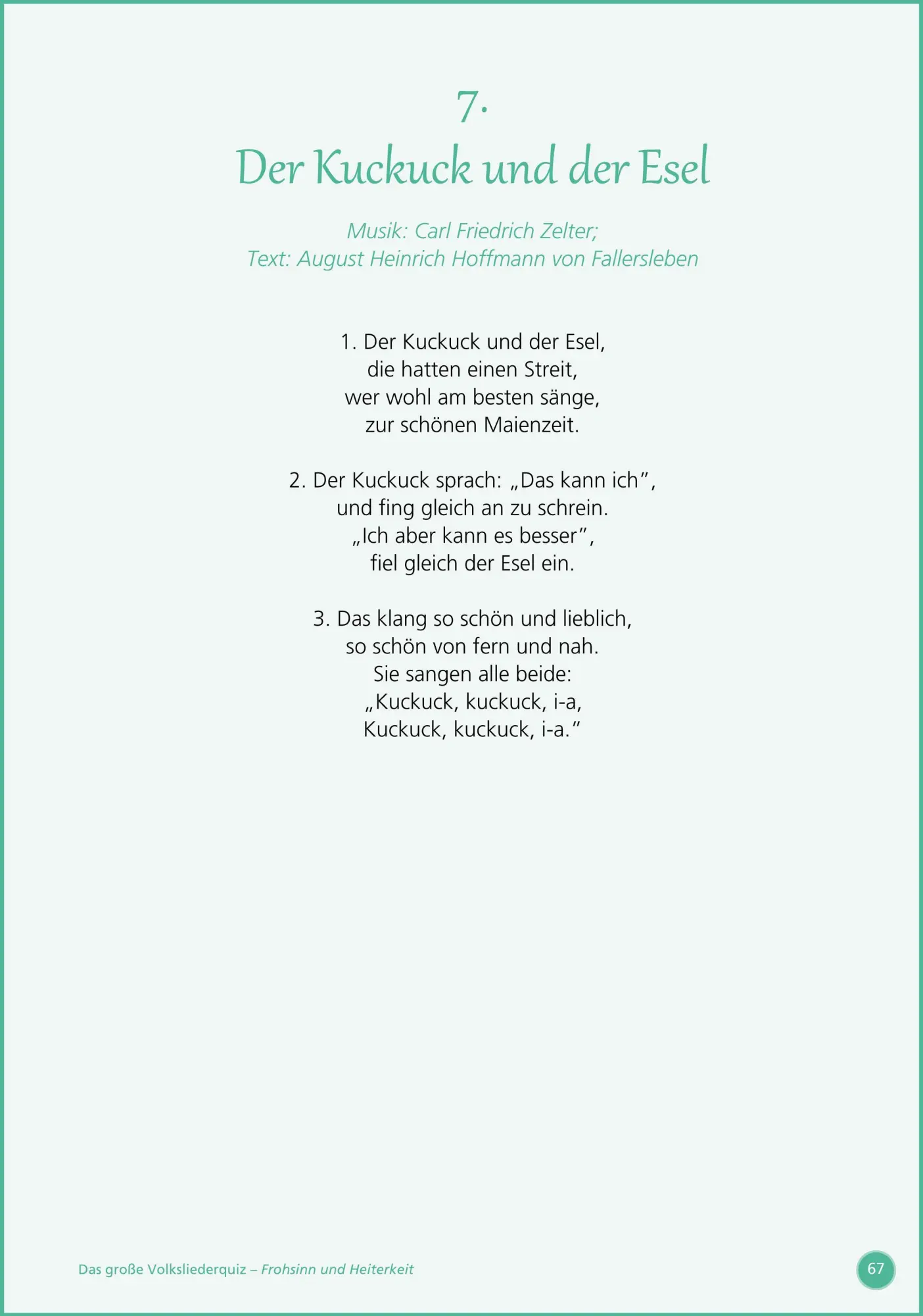 Bild: 9783944360430 | Frohsinn und Heiterkeit ... Raten und Singen | Karl Mangei (u. a.)
