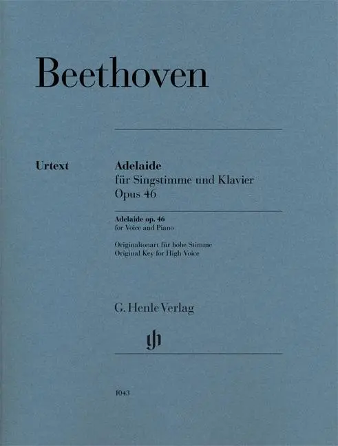 Cover: 9790201810430 | Adelaide Op.46 Voice &amp; Piano Urtext | Original Key for High Voice
