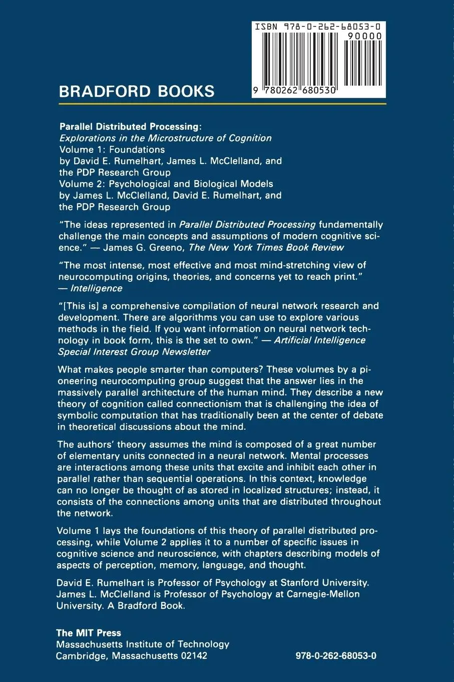 Rückseite: 9780262680530 | Parallel Distributed Processing, Volume 1 | David E. Rumelhart (u. a.)