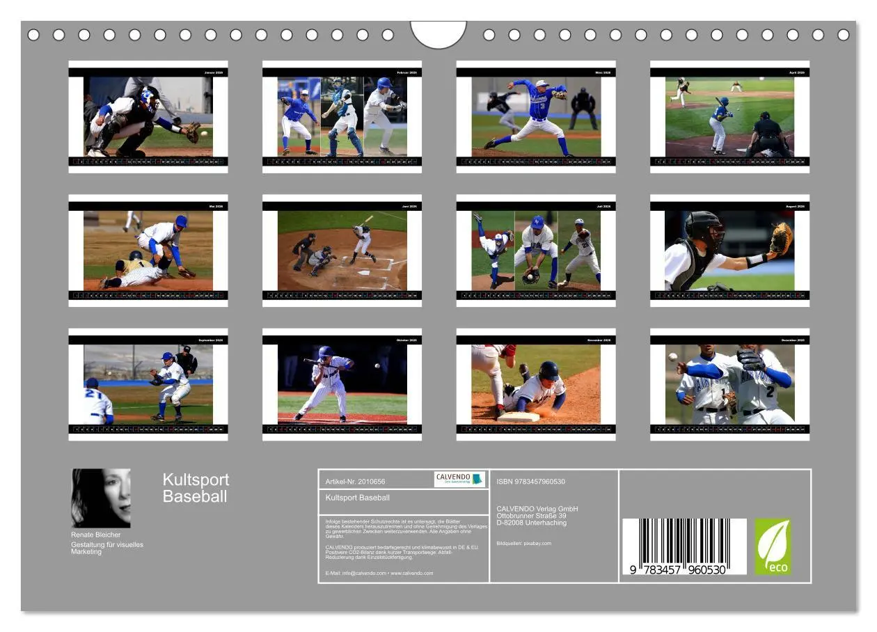 Bild: 9783457960530 | Kultsport Baseball (Wandkalender 2026 DIN A4 quer), CALVENDO...