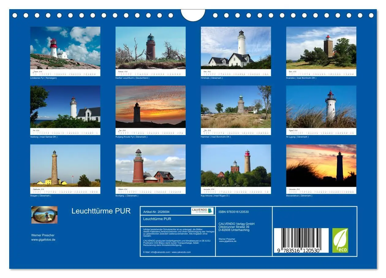 Bild: 9783516120530 | Leuchttürme PUR (Wandkalender 2026 DIN A4 quer), CALVENDO...