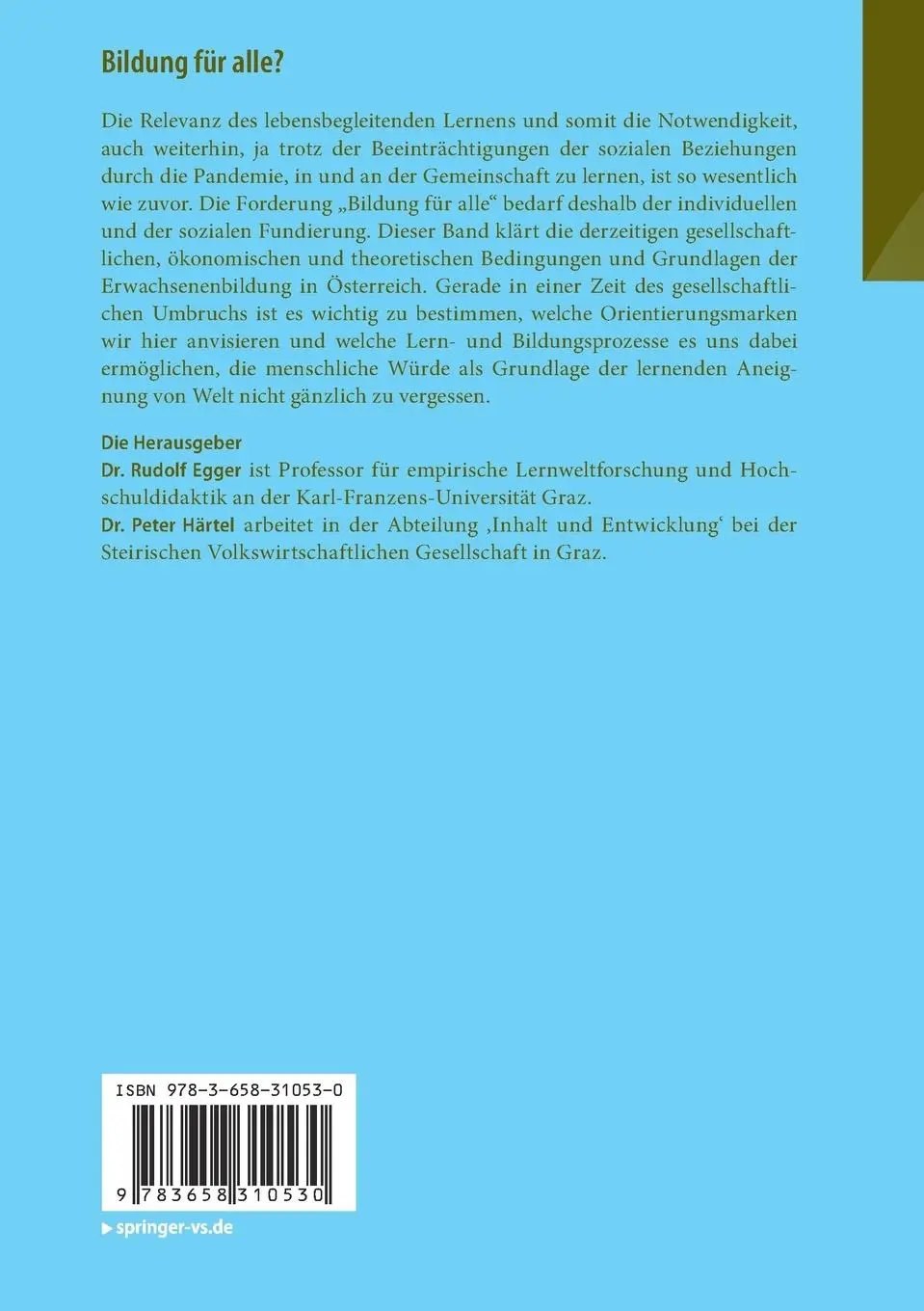 Rückseite: 9783658310530 | Bildung für alle? | Peter Härtel (u. a.) | Taschenbuch | Paperback