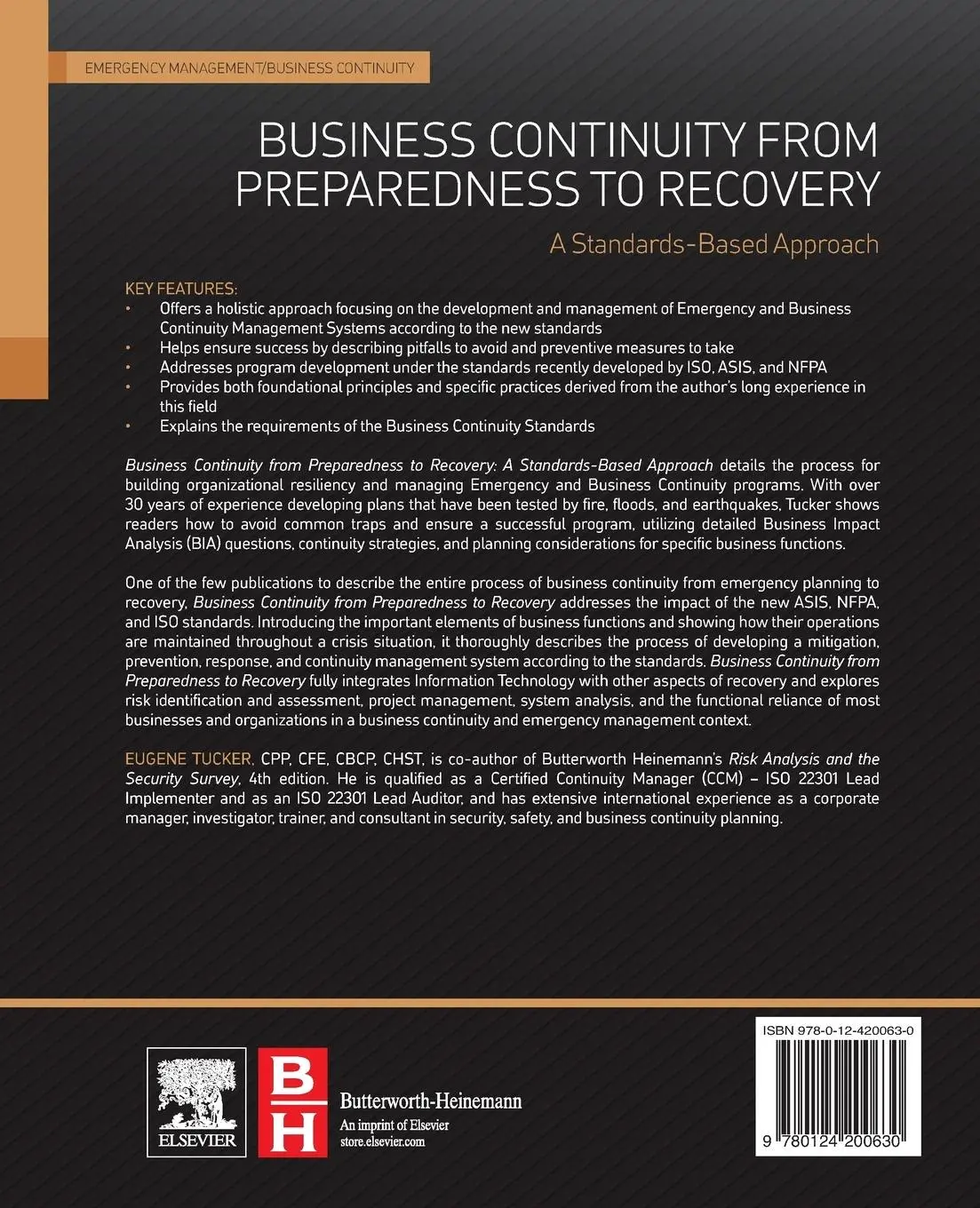 Rückseite: 9780124200630 | Business Continuity from Preparedness to Recovery | Eugene Tucker