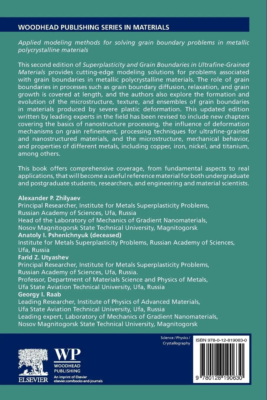 Rückseite: 9780128190630 | Superplasticity and Grain Boundaries in Ultrafine-Grained Materials