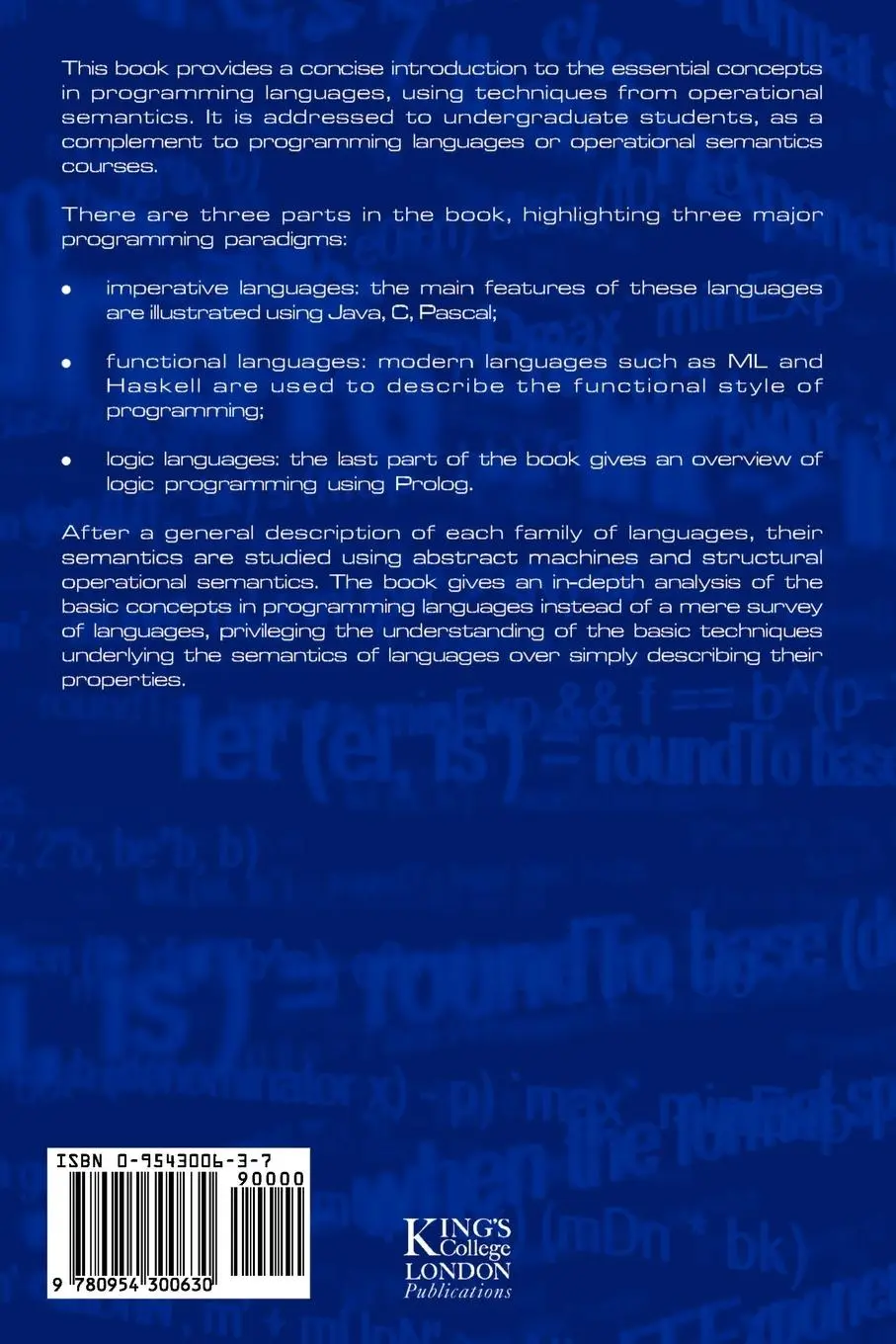 Rückseite: 9780954300630 | Programming Languages and Operational Semantics | An Introduction